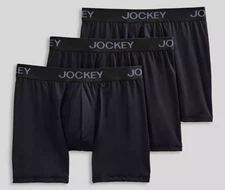 NEW Jockey Generation Men's 3 Pack Cotton Stretch Boxer Briefs Black Size Large