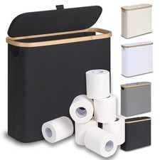 Toilet Paper Basket 28L, Toilet Paper Holder with Lid for Bathroom, Free Stan...