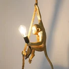 Vintage Monkey Wall Light Resin Hemp Rope Hanging Lamp Pendant Light Home Decor