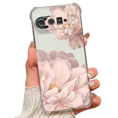 For Google Pixel 9 Pro XL 9 Pro 9 9A Shockproof Flower Clear Phone Case Cover