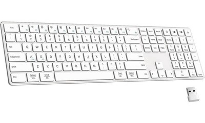 TIETI 2.4G Wireless Bluetooth Keyboard Rechargeable, Stainless Steel Ultra Slim