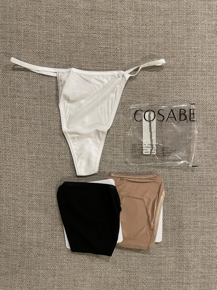 Paquete de 3 bragas Cosabella Talco tanga para mujer talla S blanca negra arena EE. UU. Foto 2 de 4