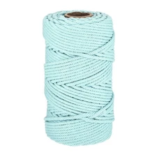 0.2" 328 Feet Macrame Cord, Cotton Cord Rope String 4 Strands Light Blue