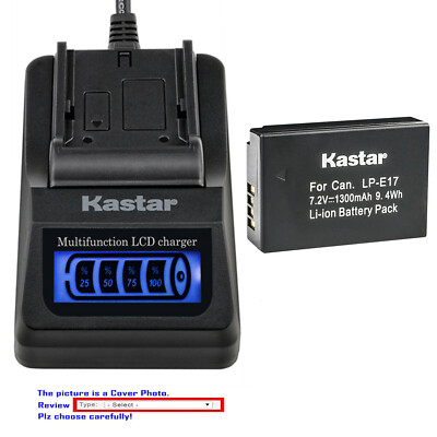Kastar Battery LCD Quick Charger for Canon LP-E17 LC-E17 & Canon EOS 800D Camera