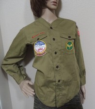 Vintage 1970's Boy Scouts of America BSA Uniform Official Shirt Green Adult S 