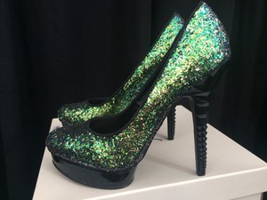 green sequin heels