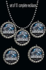 jurassic world park Bottle Cap Necklace birthday party favors lot 10 necklaces