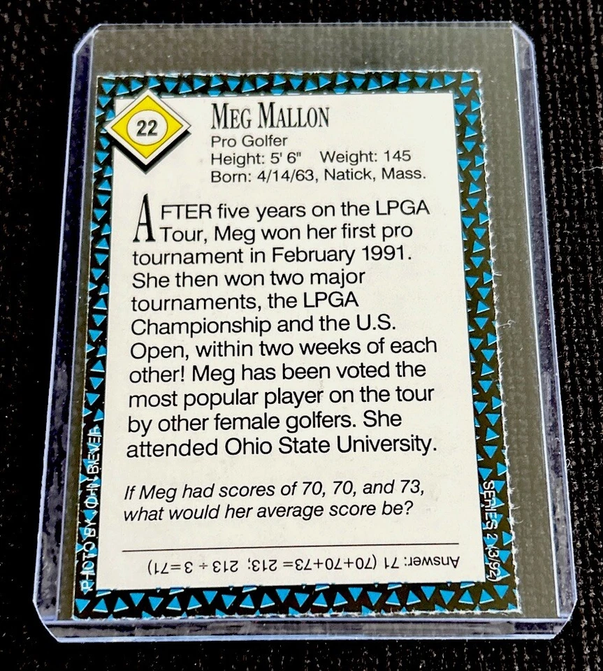 MEG MALLON ROOKIE SPORTS ILLUSTRATED FOR KIDS SI 1992 USA LPGA GOLF NM+ - Image 2 of 2