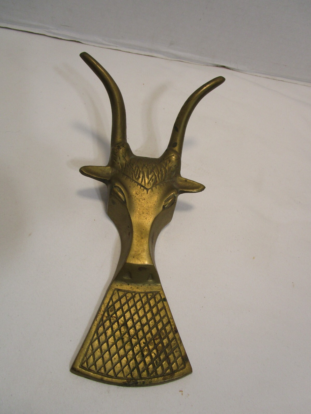 Vintage Solid Brass BULL Head Boot Jack Pull Shoe Horn Steer Longhorn