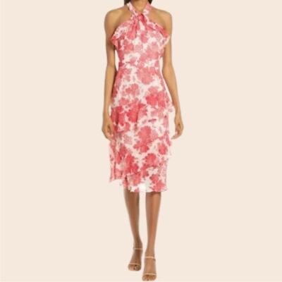 Chelsea28 Nordstrom Pink & Red Floral Off Shoulder Midi Dress Size XL | eBay