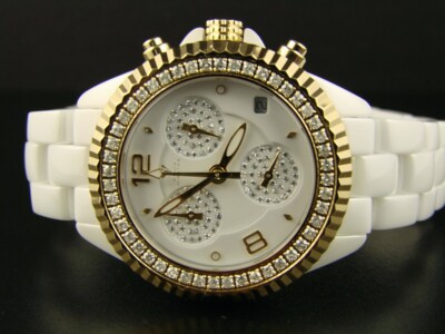 Ladies Aqua Master 1.25CT Genuine Diamond 38mm White Ceramic Watch W#143