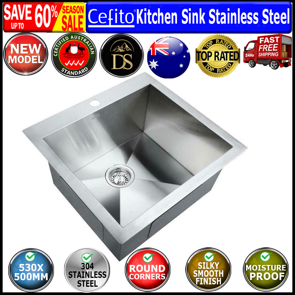Cefito Stainless Steel Kitchen Sink Under/Topmount Sinks Laundry Bowl