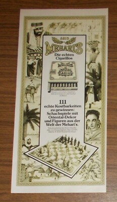 Rare Advertising AGIO MEHARI'S Cigarillos - Oriental Decor Chess Set 1983