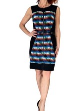 RACHEL ROY DRESS BLACK MULTI PRINT BOY MEETS GIRL SLEEVELESS FRONT ZIP 10 NWT