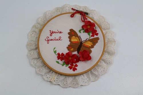 Vintage You're Special Butterfly Needle work Frame Embroidery Hoop 8" 6-3/8 Hoop