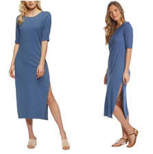 Women's Tavik Blue Pia Mia Casual Midi Dress size Small  T-shirt dress Cotton