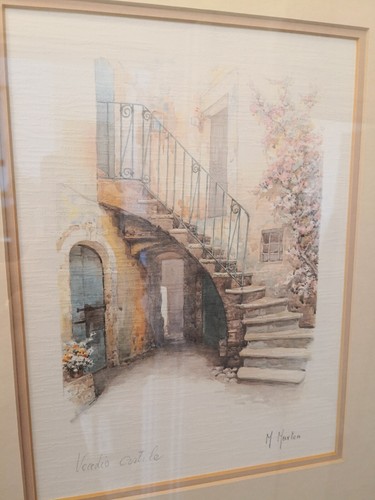 M. Marten Italian Water Colour Print Vecchio Cortile- Old Court Yard Italy - 第 5/9 張圖片