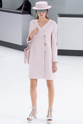 CHANEL Spring 2016 Runway Pink Fantasy Tweed Jacket With CC Logos
