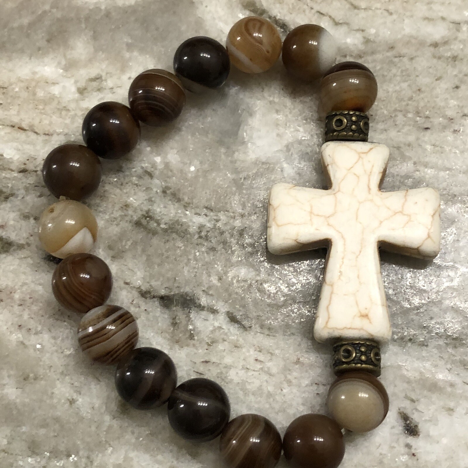 Cross The Path Brown Stone Stretchable Cross Brac… - image 6