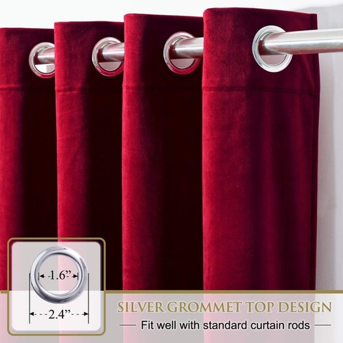 Elegant Red Velvet Blackout Curtains - 52x84 inches, Perfect for Winter Decor - Picture 4 of 10