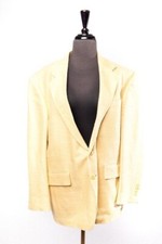 Vtg BACHRACH Pale Yellow Men  s Sport Coat 42S 100 Silk Made In USA Of Imported