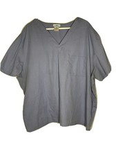 S B Scrubs Top 3X With Pockets Blue Nursing Shirt Uniform