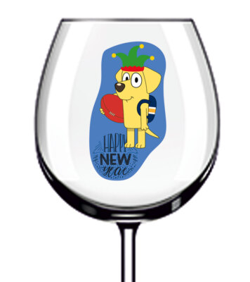 12x bunte Neujahr Bluey Hund Vinyl Aufkleber Abziehbild Becher Weinglas Flasche