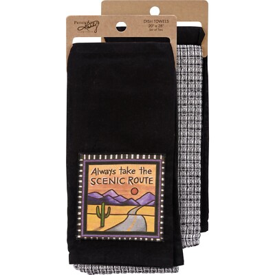 Primitives by Kathy Always Take the Scenic Route Kitchen Dish Towel Set