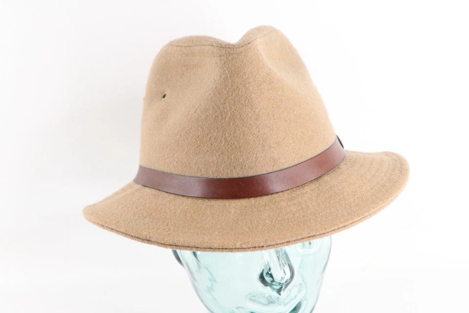 Винтажный 60-х Kangol дизайн кожаный ремень шерсти Fedora шляпа коричневый США средний союз сделано - Изображение 2 из 4