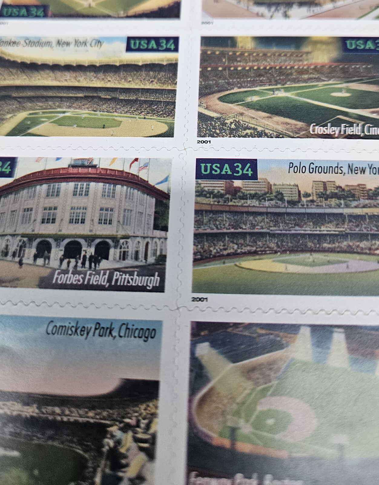 Baseball's Legendary Playing Fields Stamps Uncut Sheet 2000 Mint