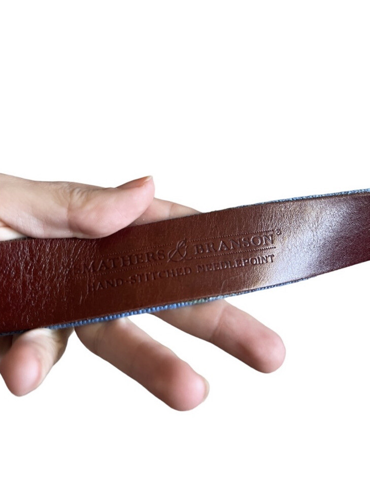 SMATHERS & BRANSON Fishing Flies Needlepoint Belt Siz… Gem