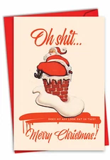 1 Funny Christmas Card with Envelope - Fat Santa C6699XSG