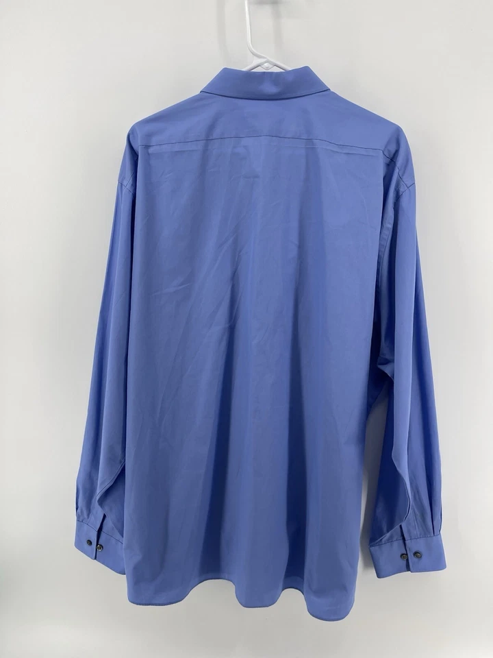 Van Heusen Wrinkle Free Button Up Shirt Mens Size 19 36-37 Regular Fit Blue - Image 2 of 4