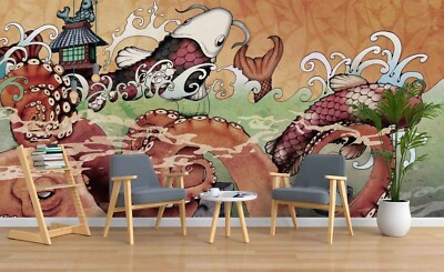 3D Abstract Octopus Street Graffiti Wallpaper Wall Murals Removable Wallpaper 15