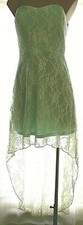 New Windsor size 9 Aqua lined floral lace hi low strapless Dress