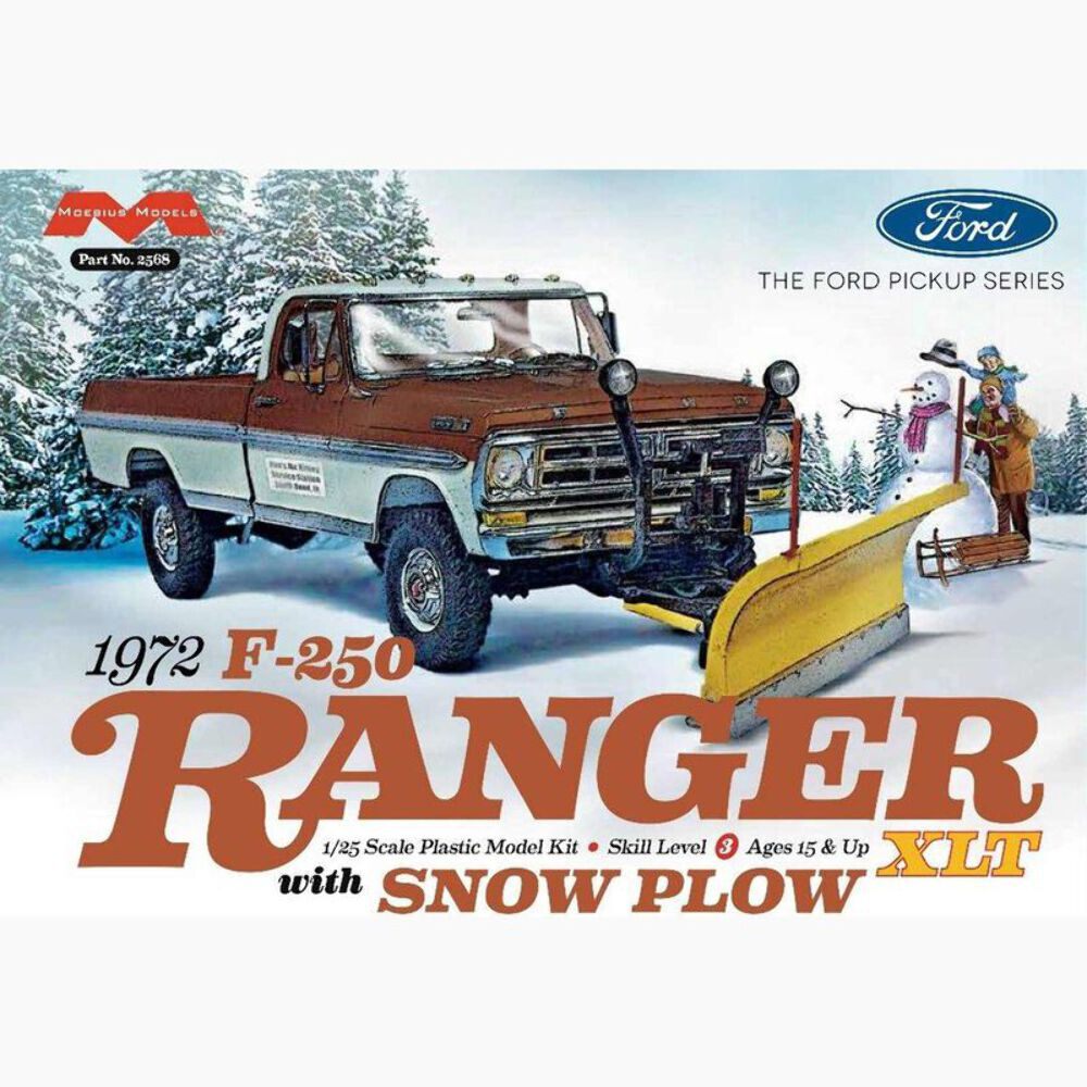 Moebius Models 2568 1/25 1972 Ford F-250 4×4 Pick-up Truck with Snow Plow Skill