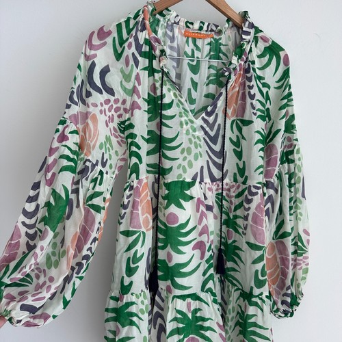 Oliphant Dress XS Floral Short Tunic Tropical Resort Tuckernuck Flowy Boho Beach - Picture 5 of 10