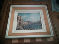 Vintage White Wooden Framed Print Canaletto A Regatta on the Grand Canal 38x34cm