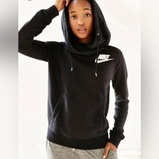 Nike Tech cowl neck hooded sweatshirt activewear black Women s S