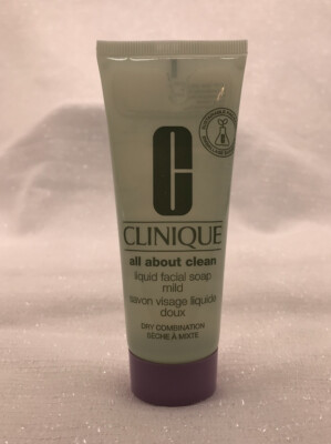 CLINIQUE All About Clean Liquid Facial Soap Mild Dry Combination 2.5 oz Tube NEW