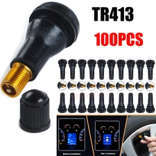 100Pcs Tire VALVE STEMS TR 413 Snap-In Car Auto Short Rubber Tubeless Tyre Black