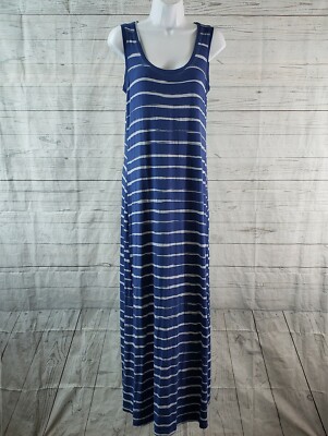 fresh produce maxi dress Fresh Produce Womens Tank Maxi Dress Sz Small Blue Stripe Scoop Neck