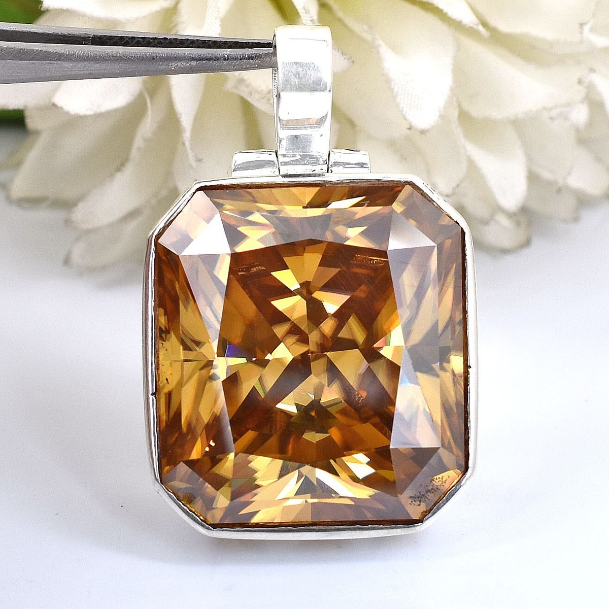 Huge 78Ct Radiant Cut Certified Champagne Diamond Pendant !Tariff