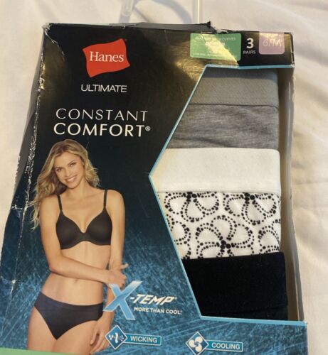 Hanes Women’s Constant Comfort X-Teme pack of 3 Multicolor bikini panties size 6 - Afbeelding 1 van 3