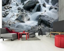 3D Waterfall Stones G6403 Wallpaper Wall Murals Removable Self-adhesive Honey