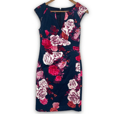 Adrianna Papell Womens Multicolor Floral Pleated Side Jacquard Sheath Dress Sz 2