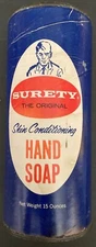 1970's Full Can of Surety Skin Conditioning Hand Soap. "Gas Station Collectible"