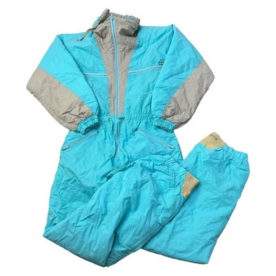 Vintage Colmar Skianzug 90er Retro Schnee Einteiler hellblau Damen Large Us12