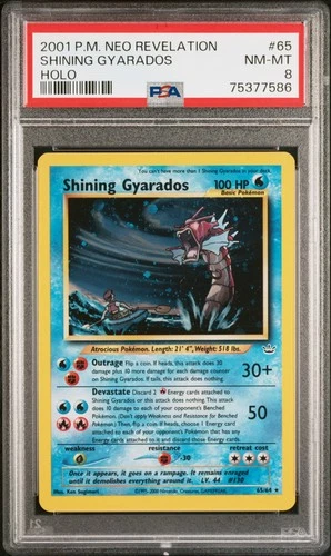 2001 POKEMON NEO REVELATION #65 SHINING GYARADOS-HOLO PSA 8