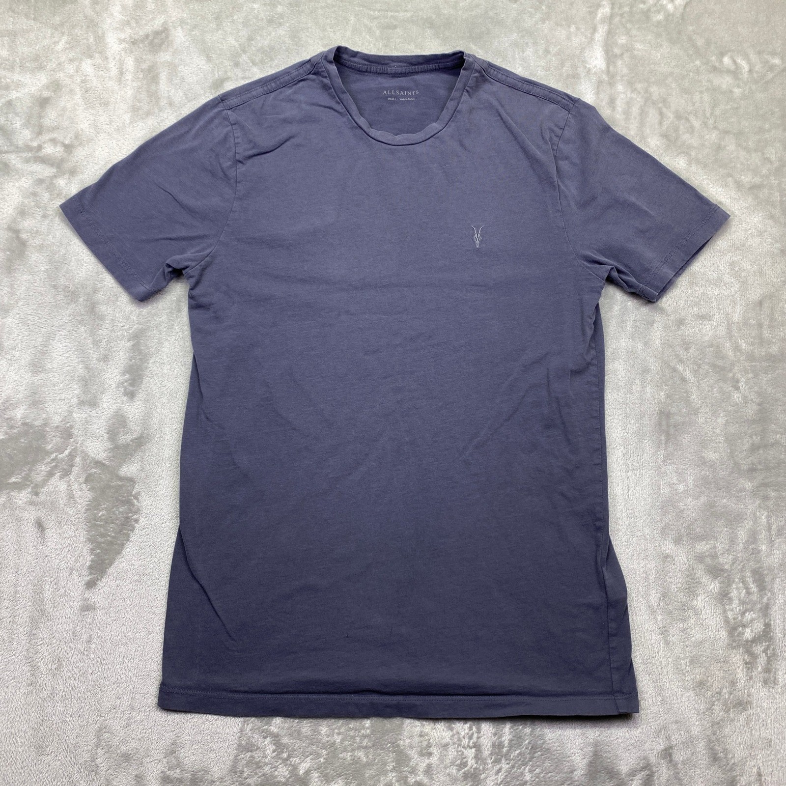 ALLSAINTS Mens Small Skull Logo T Shirt Crew Neck Short Sleeve Casual Preppy